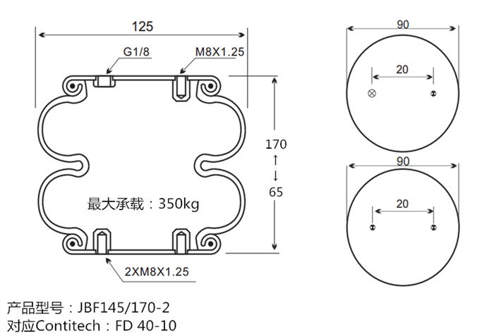 JBF145-170-2型橡胶气囊